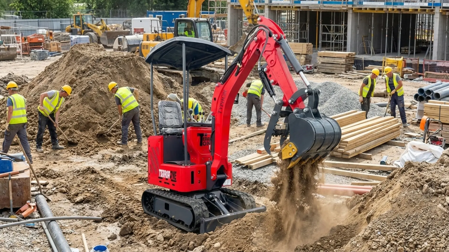 Mini Excavator in Construction