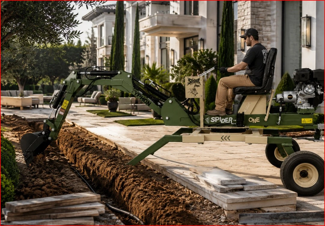 Operator trenching with compact equipment