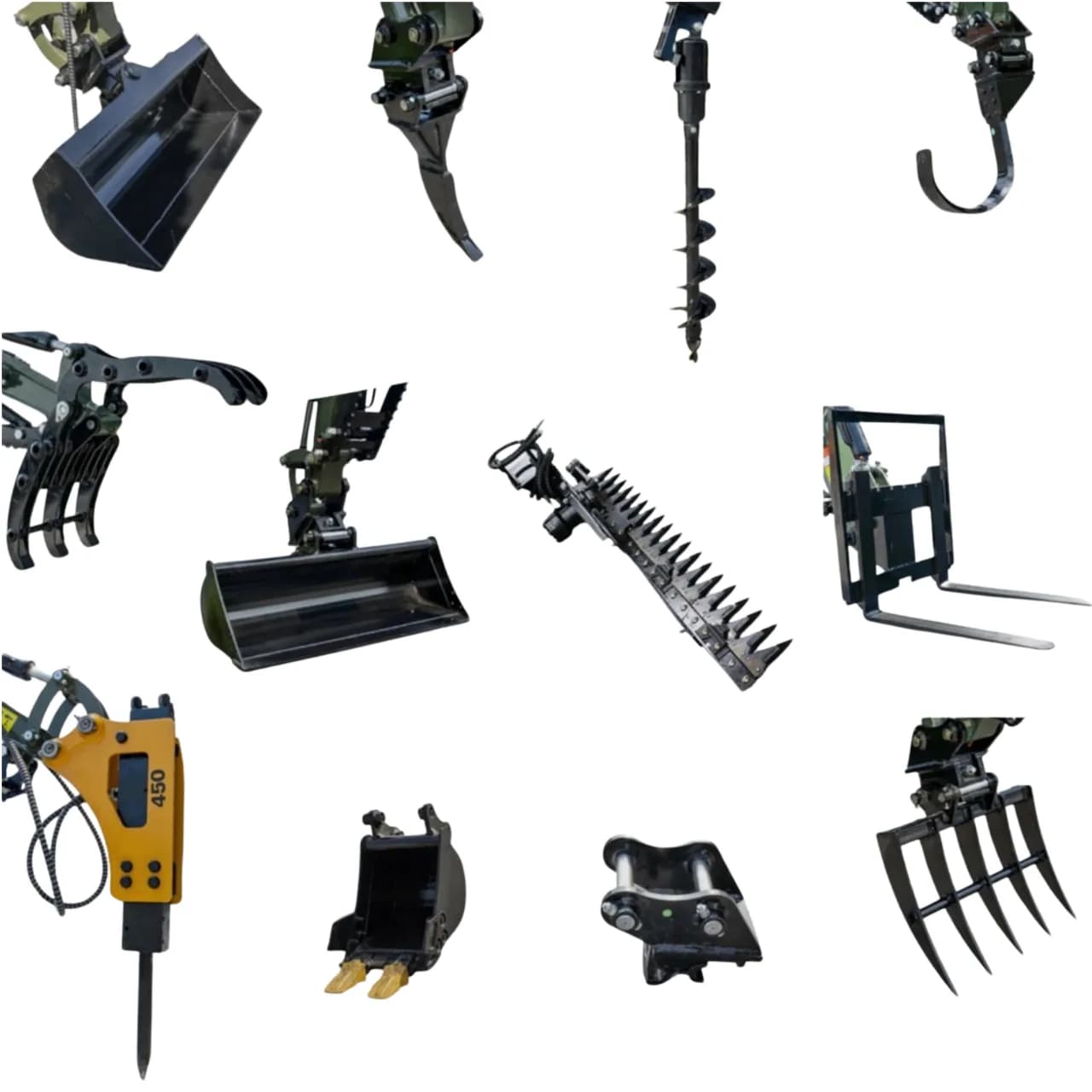 All-in-One 12 PCS Attachment Set Tool Fits 2-3 ton Mini Excavator