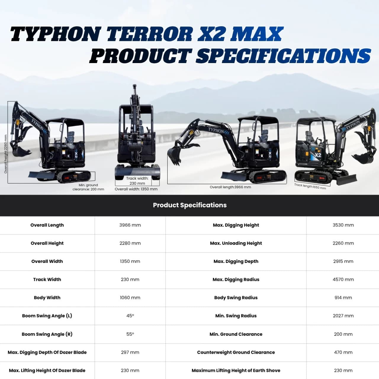 TYPHON TERROR X2 Max Canopy Mini Excavator thumbnail 2