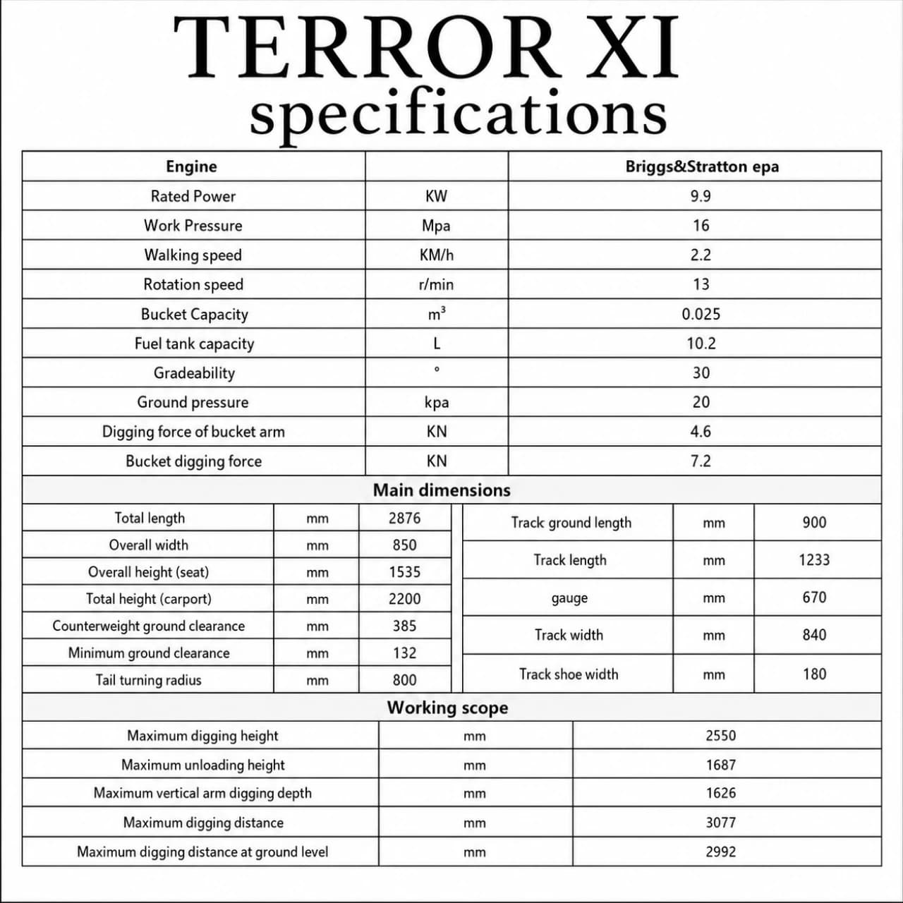 TERROR XI Mini Excavator thumbnail 2