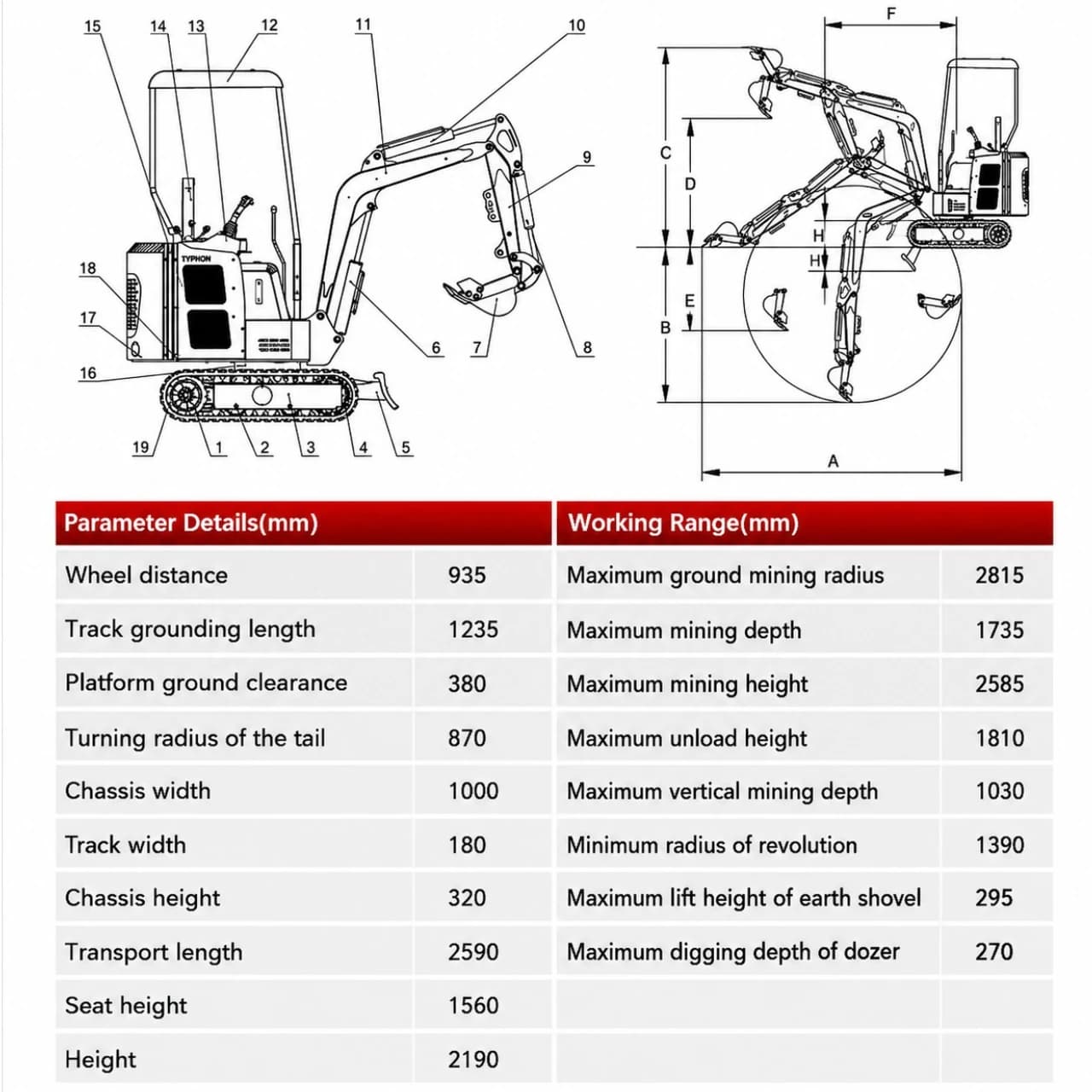 TYPHON TERROR XV STORM Mini Excavator thumbnail 2