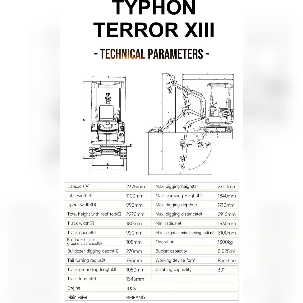 TYPHON TERROR XIII Mini Excavator thumbnail 2