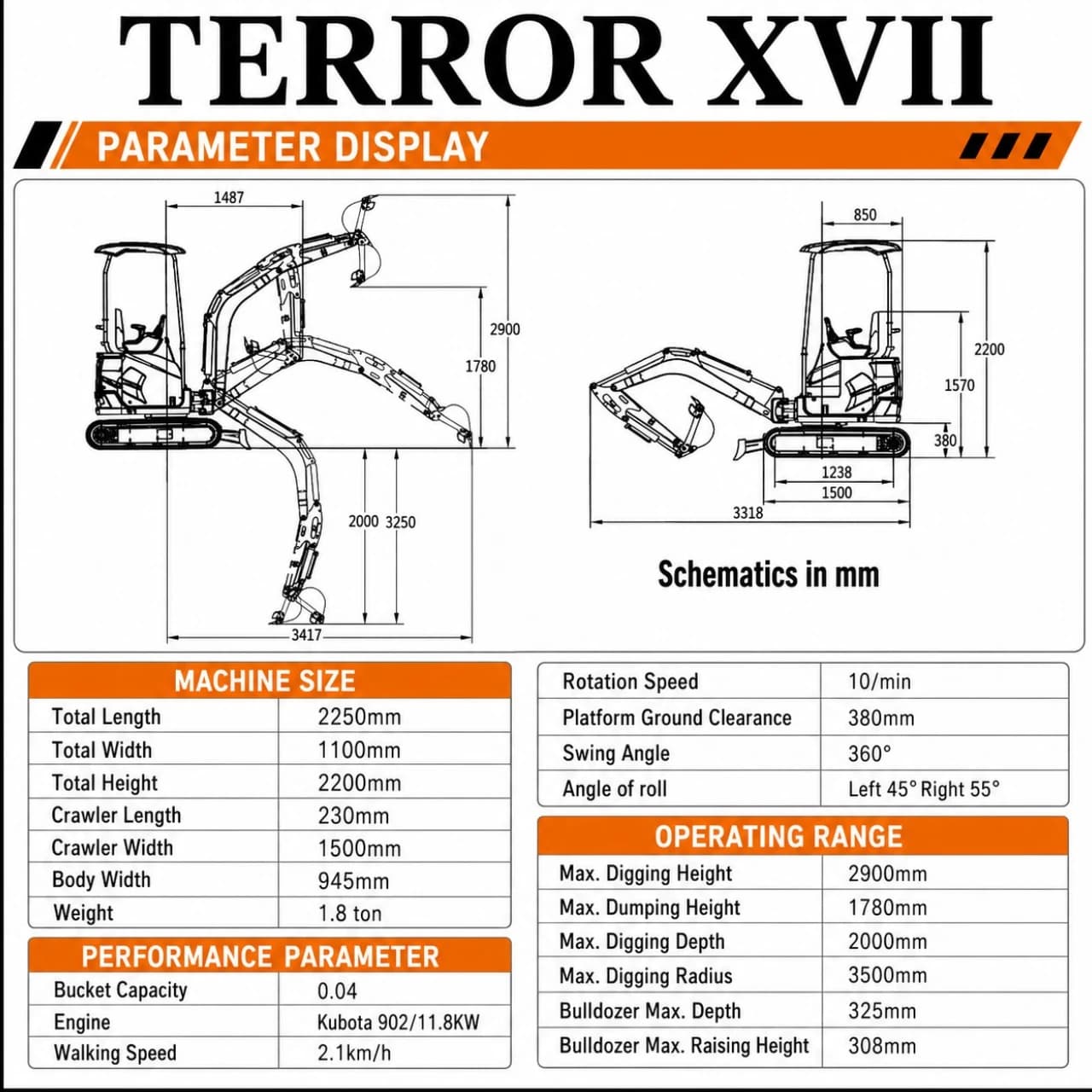 2025 4 000 lb TYPHON TERROR XVII Cabin Mini Excavator thumbnail 2