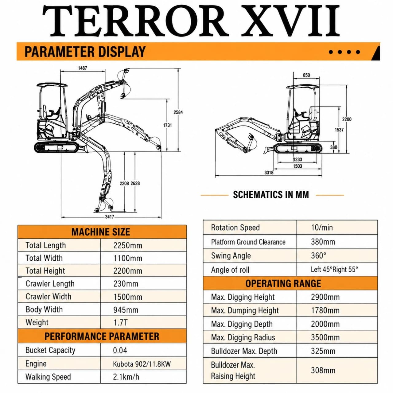 2025 3 800 lb TYPHON TERROR XVII Mini Excavator thumbnail 2