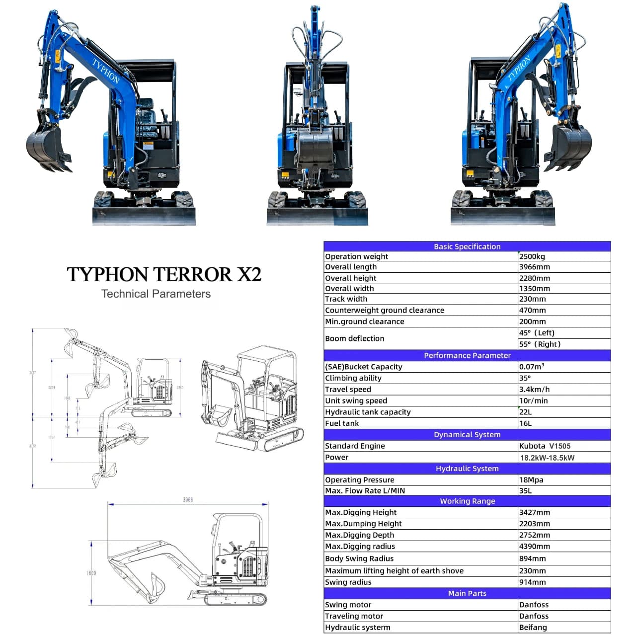 TYPHON TERROR X2 STORM Mini Excavator thumbnail 2