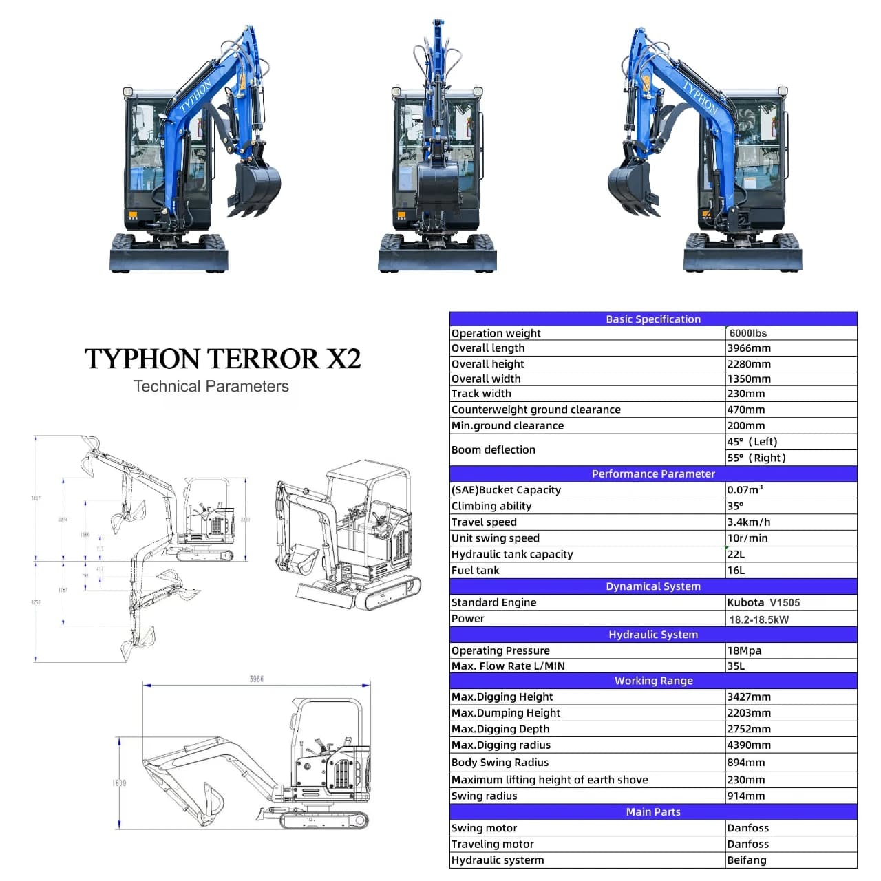 TYPHON TERROR X2 Mini Excavator thumbnail 2