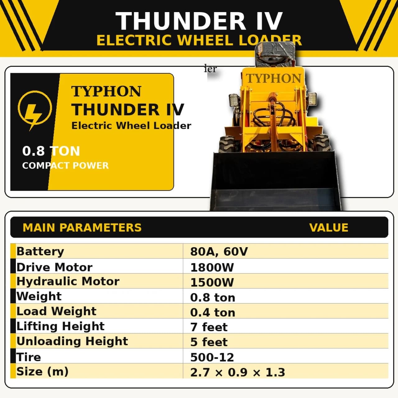 TYPHON Thunder IV Electric Wheel Loader thumbnail 2