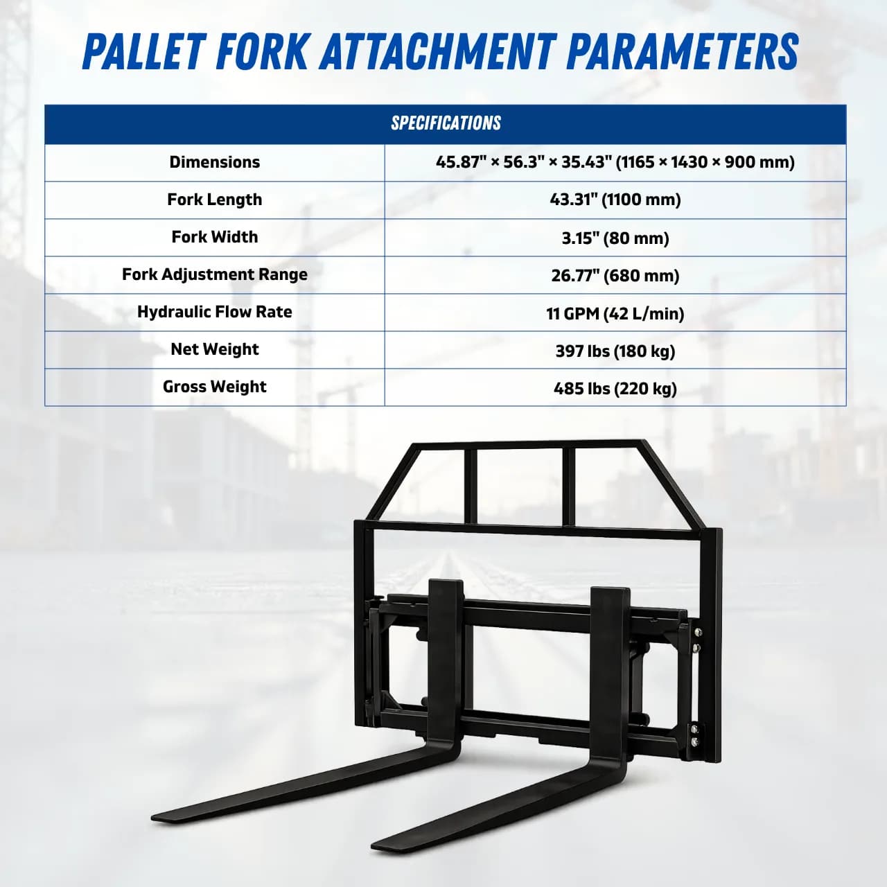 TYPHON Skoop Hydraulic Pallet Fork Attachment for Wheel Loader thumbnail 2
