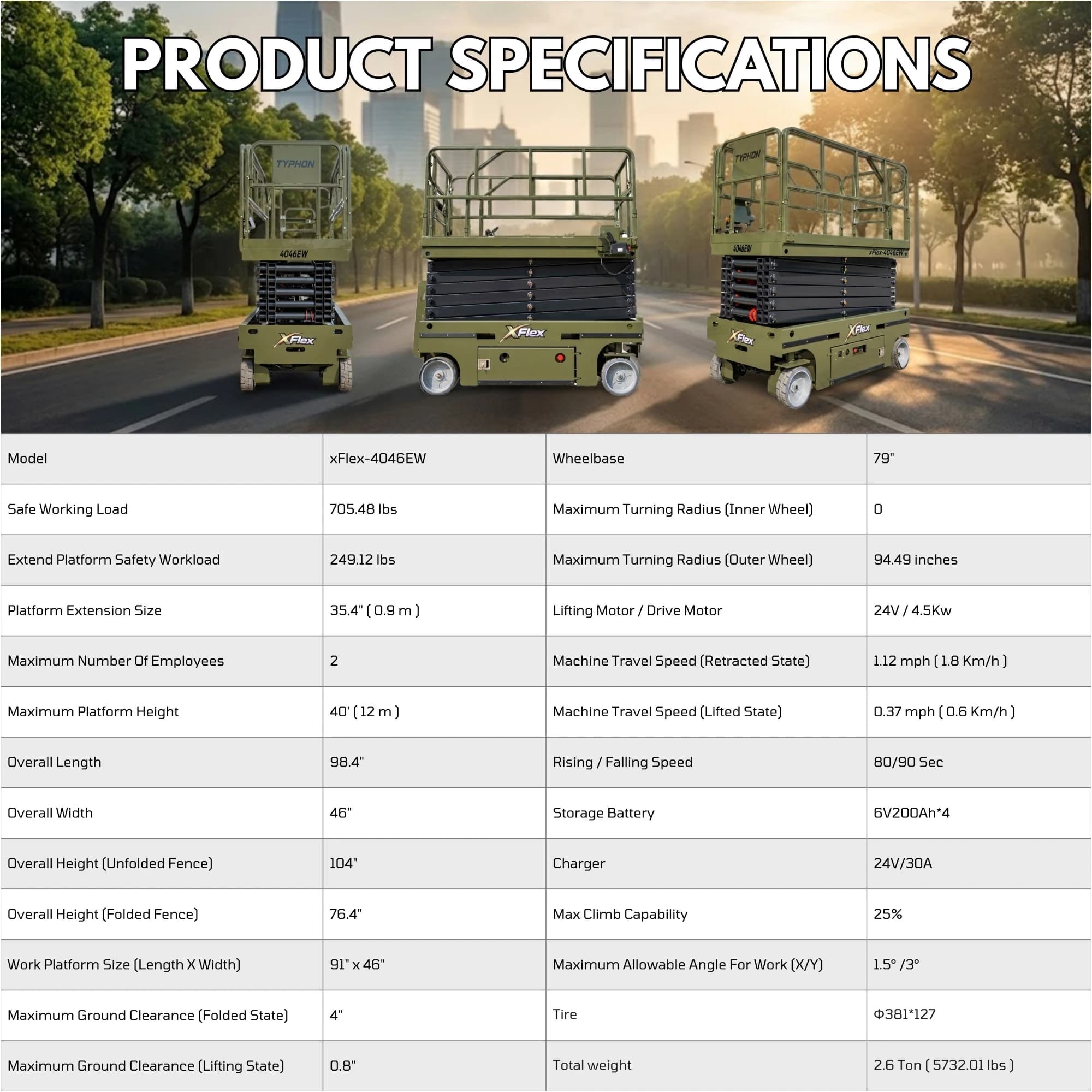 TYPHON xFlex-4046EW Electric Wheel Scissor Lift thumbnail 2