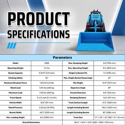 TYPHON STOMP V900 Mini Track Loader Kubota D1105 25HP Diesel Stand-On Skid Steer Loader thumbnail 3