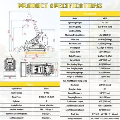 TYPHON STOMP V900 1.4-Ton Compact Track Loader with 25HP Kubota Diesel... thumbnail 3
