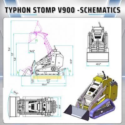 TYPHON STOMP V900 Mini Track Loader Kubota D1105 25HP Diesel Stand-On Skid Steer Loader thumbnail 4