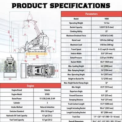 TYPHON STOMP V900 1.4 Ton Mini Track Loader Featuring Dual Auxiliary... thumbnail 3