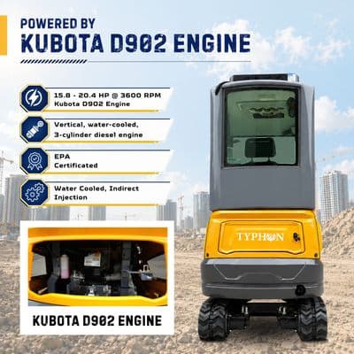 TYPHON TERROR XVII PRO Prestige Edition 4 000 lb Enclosed Mini Excavator thumbnail 3