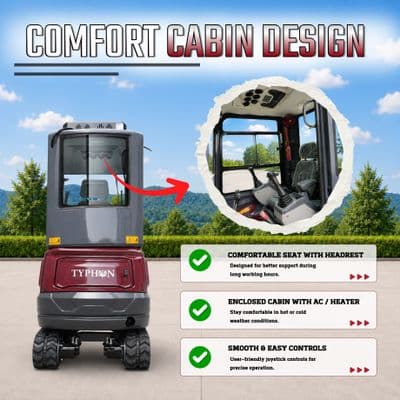TYPHON TERROR XVII PRO Prestige Edition 4 000 lb Enclosed Mini Excavator thumbnail 4