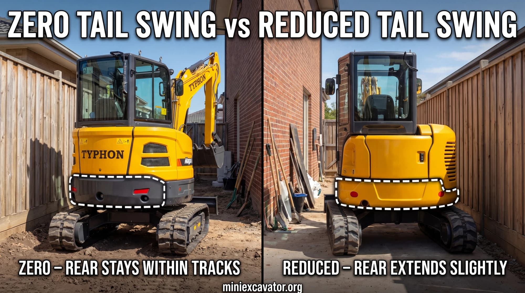 Zero Tail Swing vs Reduced Tail Swing Mini Excavator: Which One Should You Choose?