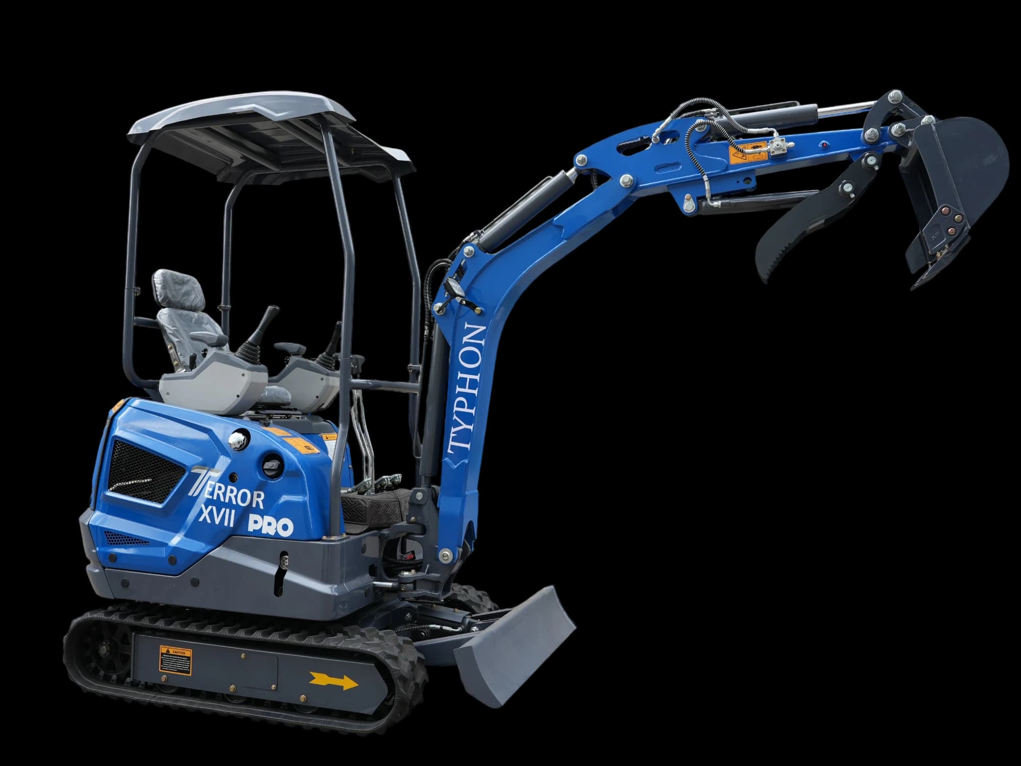 Blue TYPHON TERROR XVII PRO canopy mini excavator