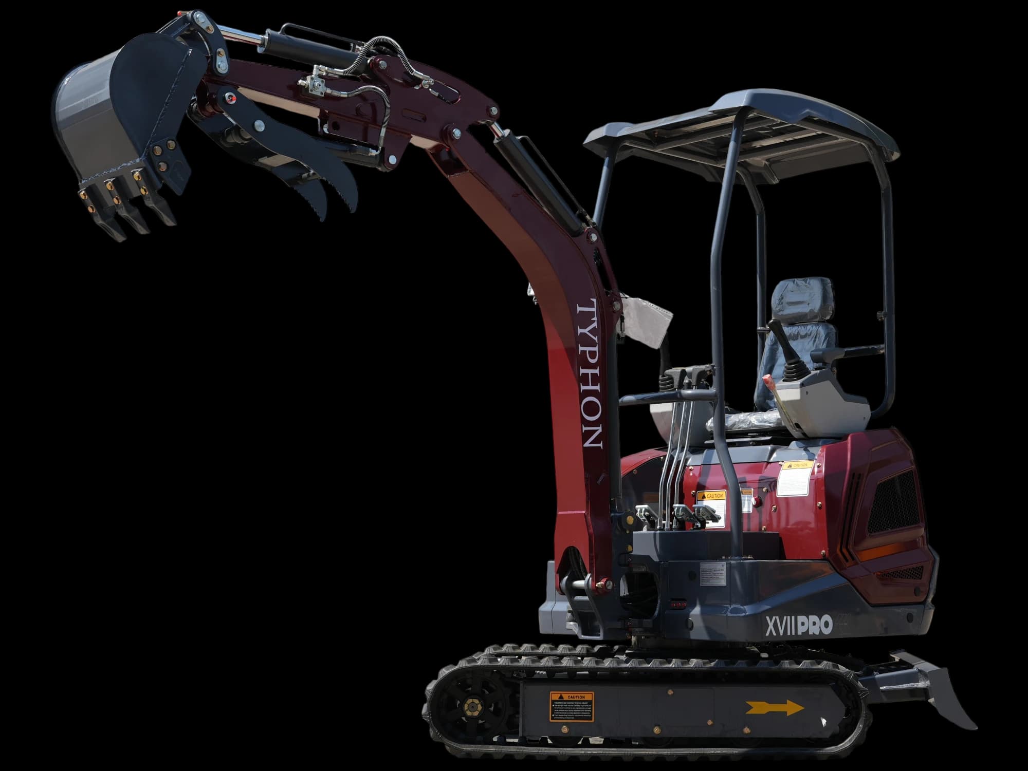 Red TYPHON TERROR XVII PRO canopy mini excavator